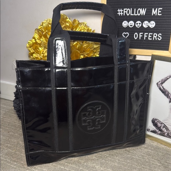 Tory Burch Black Structured Leather Tote - Picture 3 of 10